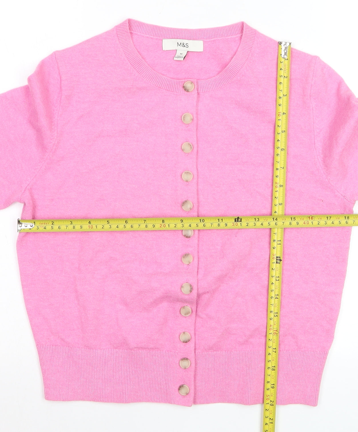Marks and Spencer Women’s Pink Crew Neck Button Cardigan M