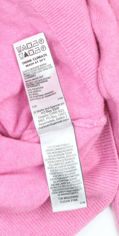 Marks and Spencer Women’s Pink Crew Neck Button Cardigan M