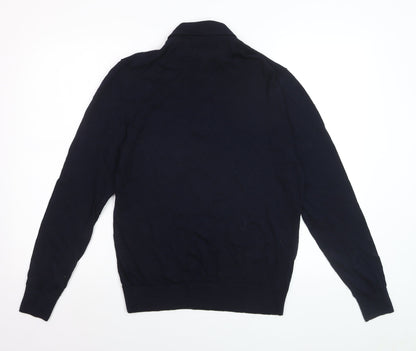 Marks and Spencer Men’s Blue Merino Wool Henley Jumper M Regular