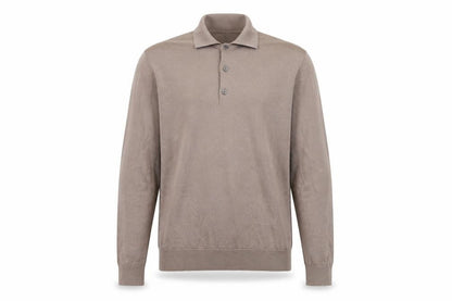Marks and Spencer Men Beige Merino Wool Collared Henley Jumper M