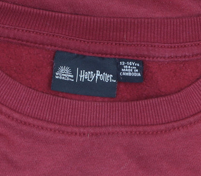 Harry Potter Boys Red Pullover Sweatshirt 13-14 Years Fleece Graphic Top
