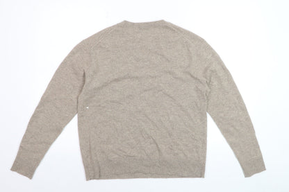 Marks and Spencer Women Beige 14 Pure Cashmere Crew Neck Jumper