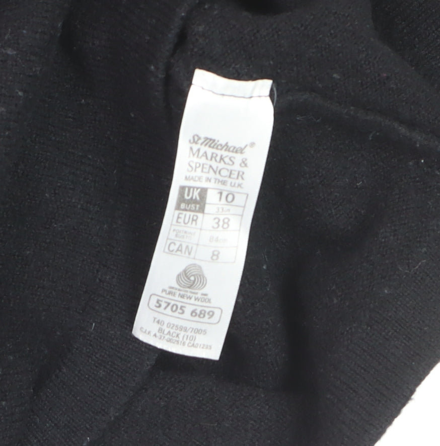 Marks & Spencer Women's Black Wool Crew Neck Jumper Size 10