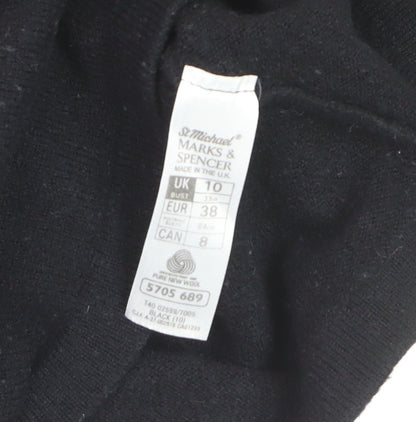 Marks & Spencer Women's Black Wool Crew Neck Jumper Size 10