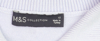 Marks and Spencer Women’s Powder Blue Collared Knit Jumper Size 12