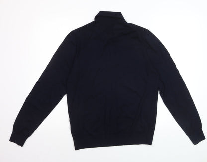 Marks and Spencer Men’s Blue Merino Wool Collared Henley Jumper M