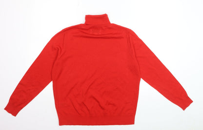 Marks and Spencer Women Red Roll Neck Merino Wool Jumper Size 14