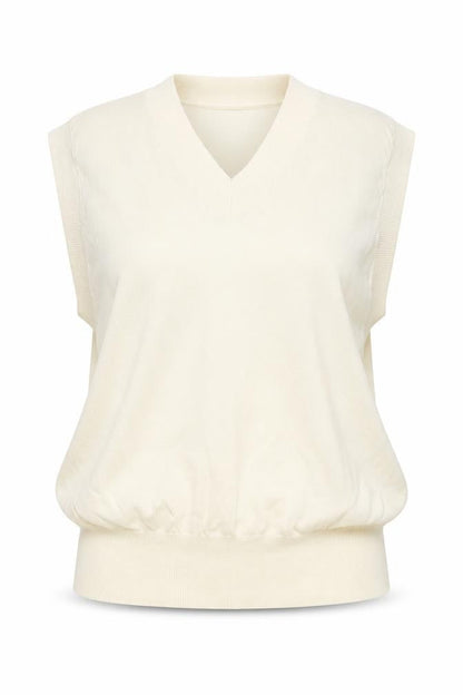Zara Women's Ivory Knit Sleeveless V-Neck Vest Jumper Size M