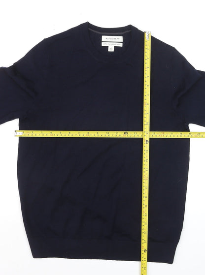 Marks and Spencer Mens Blue Merino Wool Crew Neck Jumper S