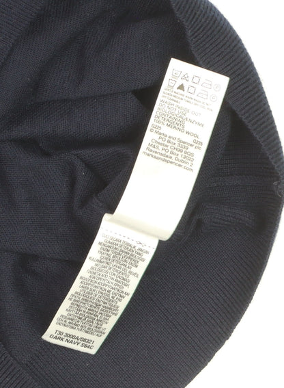 Marks and Spencer Mens Blue Merino Wool Crew Neck Jumper S