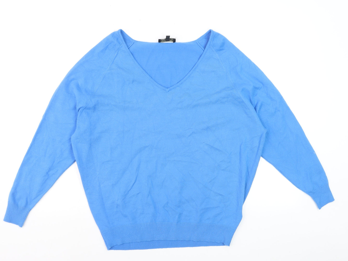 Phase Eight Women’s Blue V-Neck Long Sleeve Jumper Size M