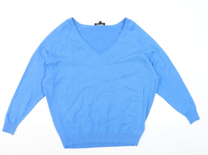 Phase Eight Women’s Blue V-Neck Long Sleeve Jumper Size M