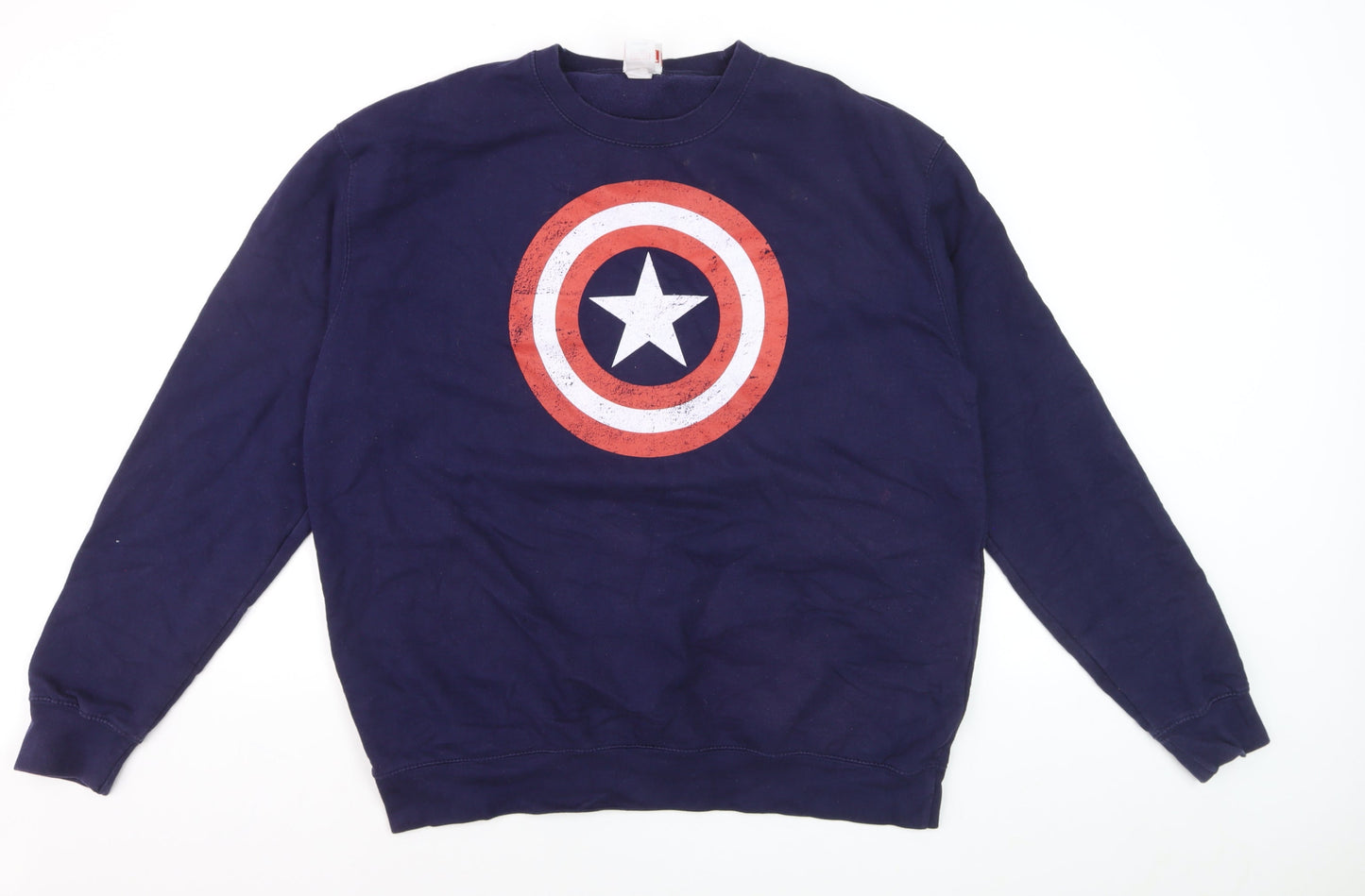 Marvel Men’s Blue Captain America Logo XL Long Sleeve T-Shirt