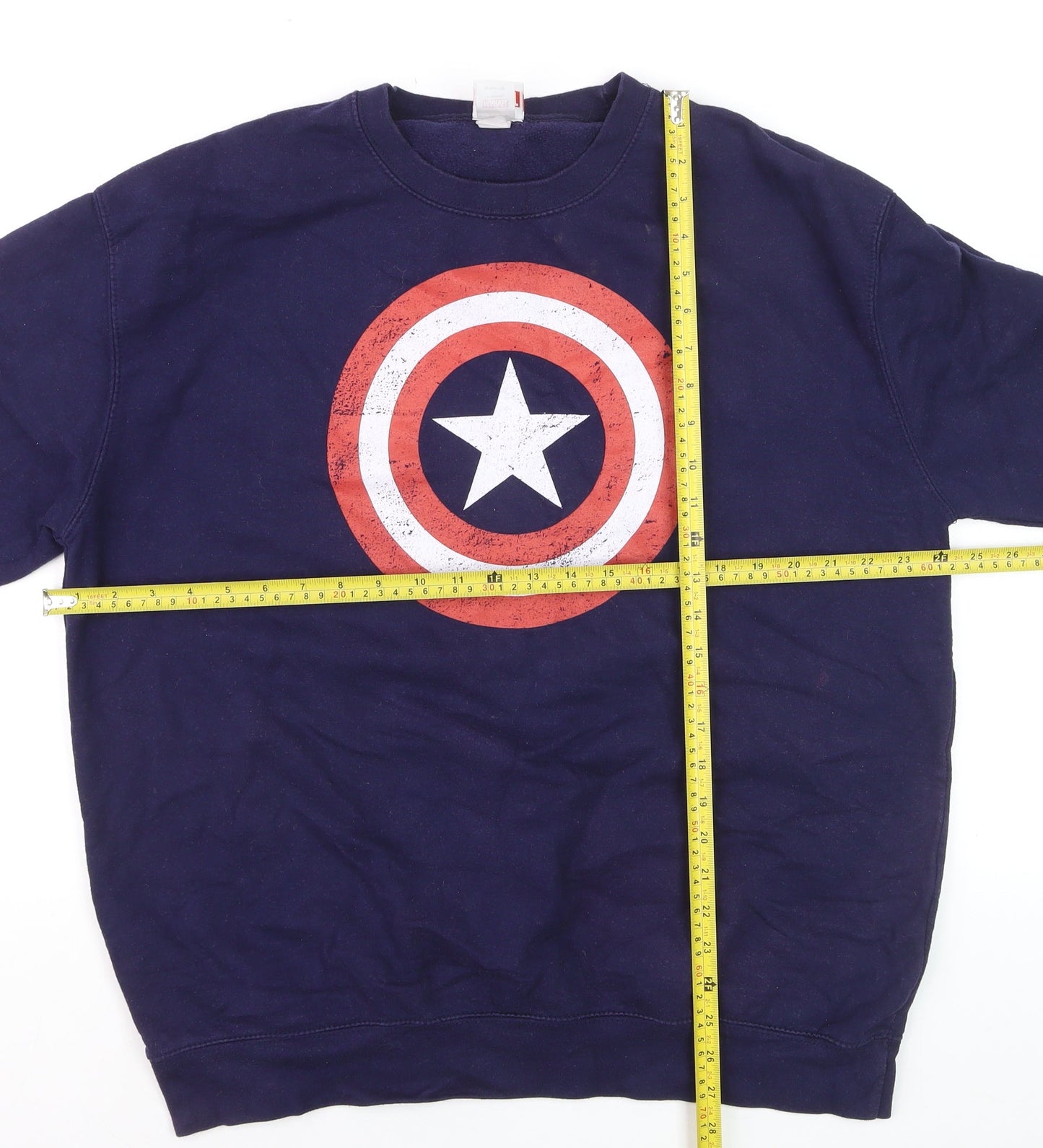 Marvel Men’s Blue Captain America Logo XL Long Sleeve T-Shirt