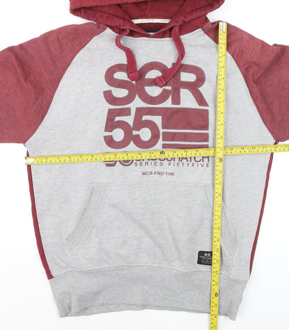 Crosshatch Men's Red Grey Pullover Hoodie Size M Logo Graphic