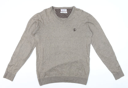 El Ganso Men’s Beige Cotton Cashmere V-Neck Jumper L