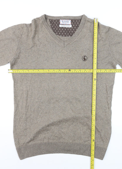 El Ganso Men’s Beige Cotton Cashmere V-Neck Jumper L