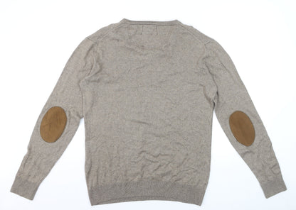 El Ganso Men’s Beige Cotton Cashmere V-Neck Jumper L