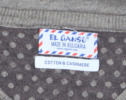 El Ganso Men’s Beige Cotton Cashmere V-Neck Jumper L