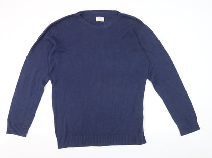 GANT Men Blue Cotton Crew Neck Pullover Jumper Size M