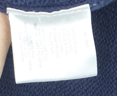 GANT Men Blue Cotton Crew Neck Pullover Jumper Size M