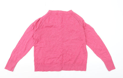 White Stuff Women Pink Cardigan UK 12 Cotton Button Long Sleeve Knit