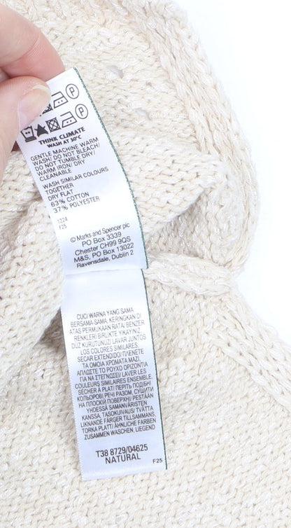 Marks and Spencer Women Beige Knit V-Neck Sleeveless Vest M