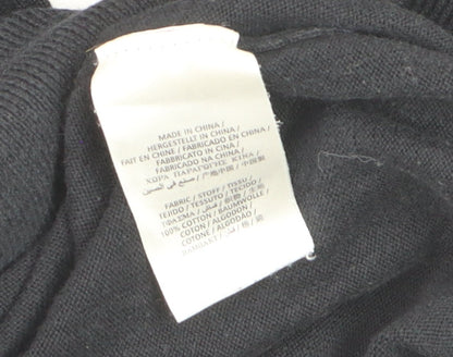GANT Men's Black Cotton V-Neck Jumper Size L Classic Knitwear