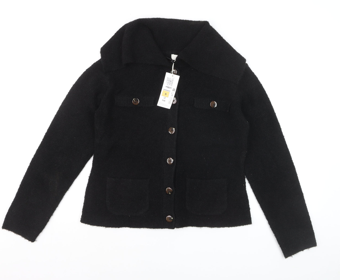 Marks and Spencer Women’s Black Collared Button Knit Cardigan Size S