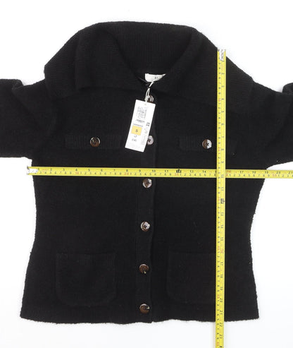 Marks and Spencer Women’s Black Collared Button Knit Cardigan Size S