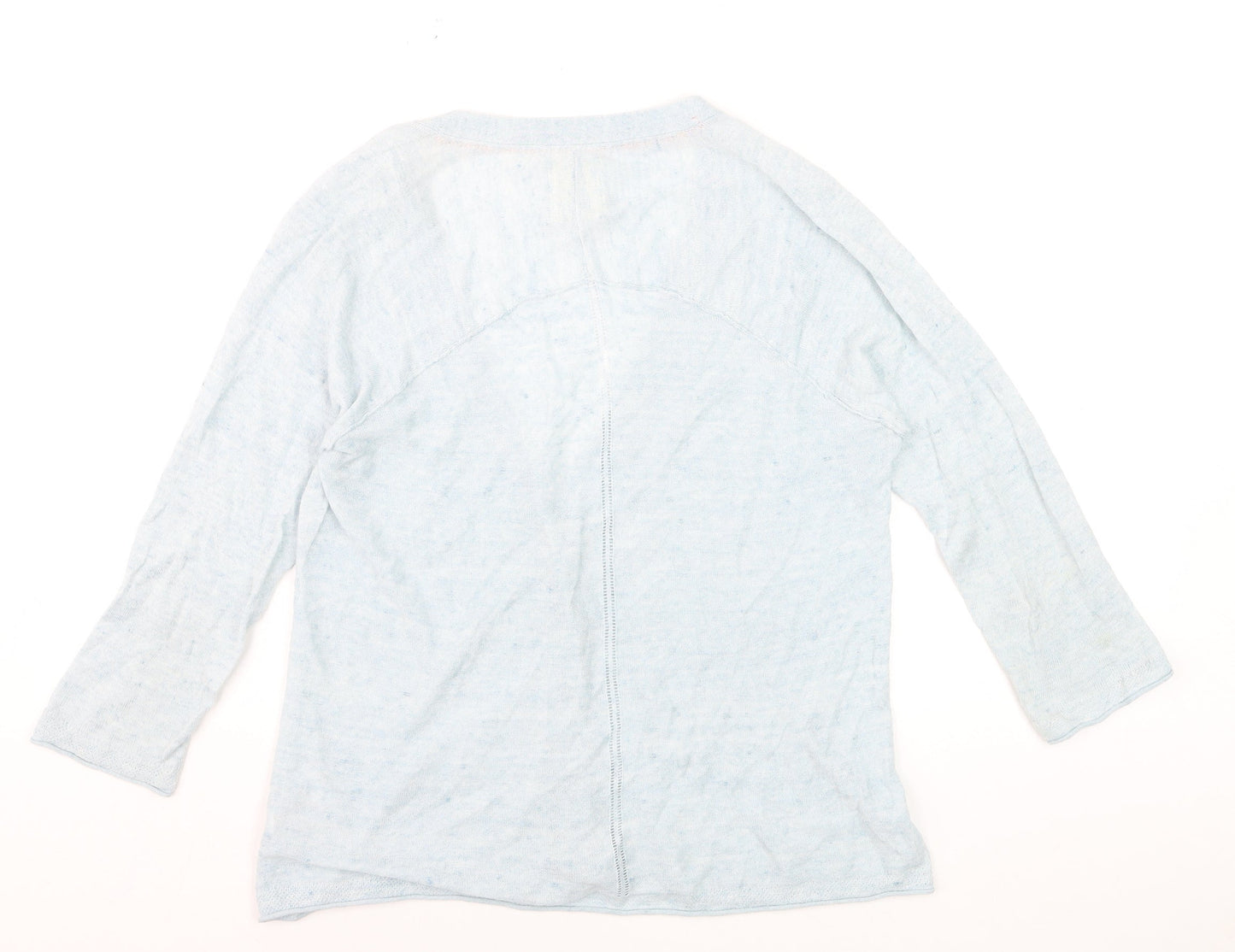 White Stuff Women Blue Linen Cotton Button Cardigan UK 14