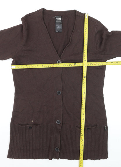 The North Face Womens Brown Cardigan Jumper Medium Wool Blend