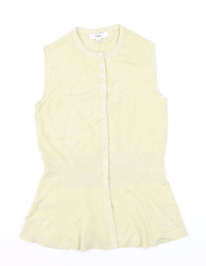 Marks and Spencer Womens Beige Sleeveless Knit Cardigan Size S