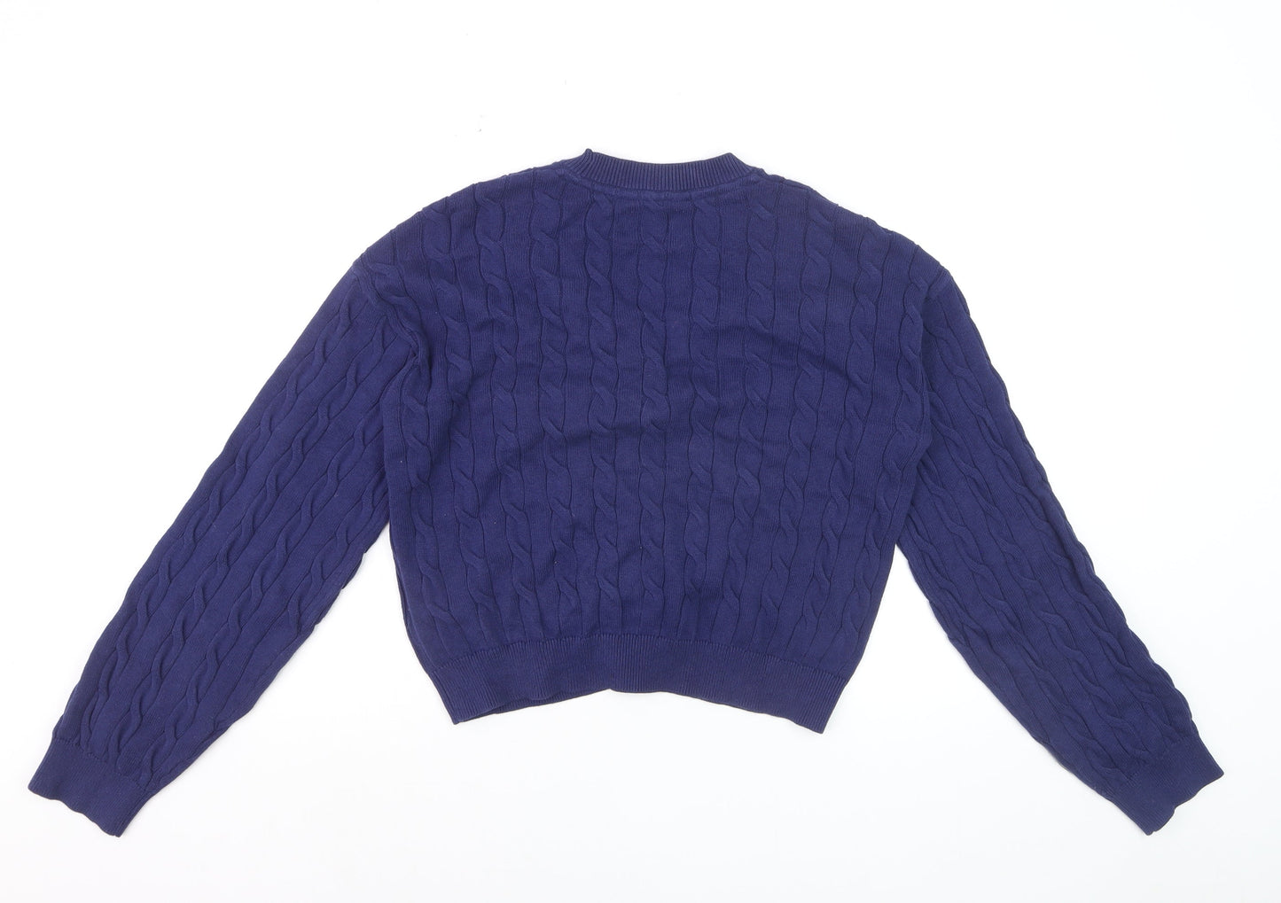 U.S. Polo Assn Girls Navy Blue Cable Knit Cardigan 14-15 Years Button Wool Blend