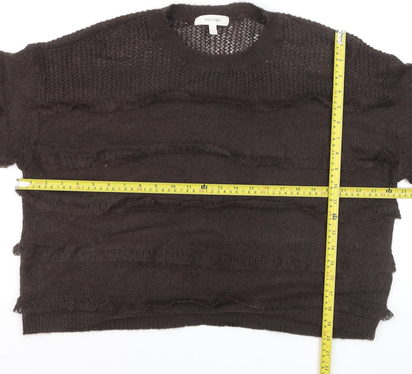 Marks and Spencer Per Una Women Brown L Knit Mohair Blend Jumper