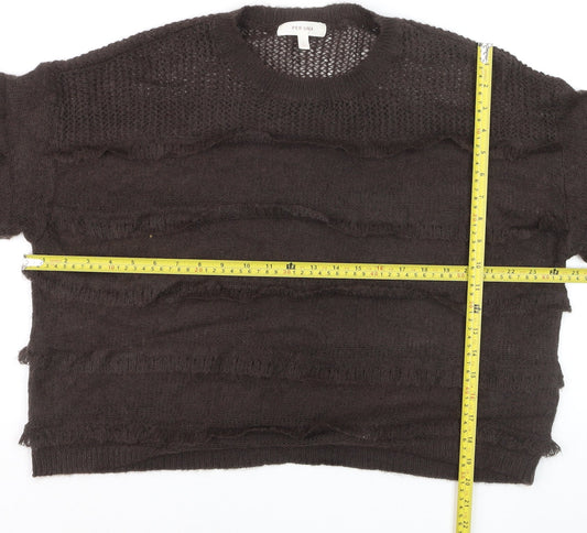 Marks and Spencer Per Una Women Brown L Knit Mohair Blend Jumper