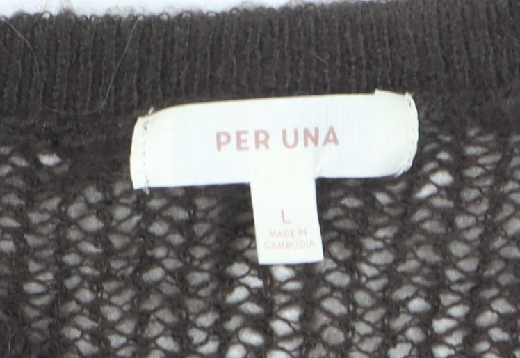 Marks and Spencer Per Una Women Brown L Knit Mohair Blend Jumper