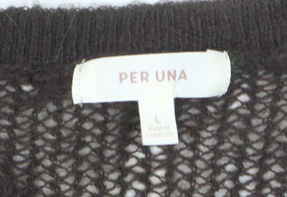 Marks and Spencer Per Una Women Brown L Knit Mohair Blend Jumper