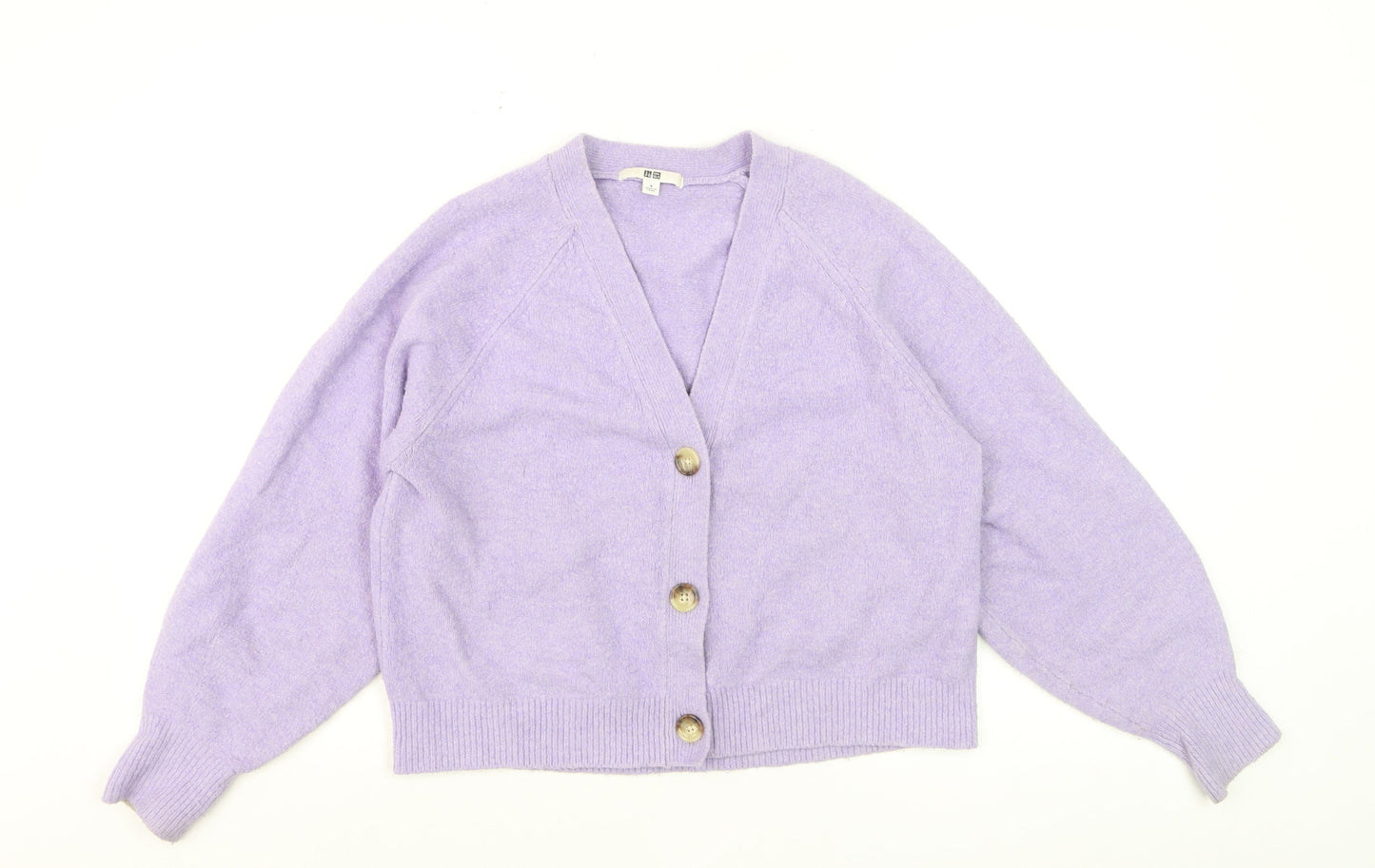 Uniqlo Women’s Purple V-Neck Cardigan S Wool Blend Knit Jumper