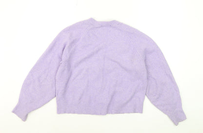 Uniqlo Women’s Purple V-Neck Cardigan S Wool Blend Knit Jumper