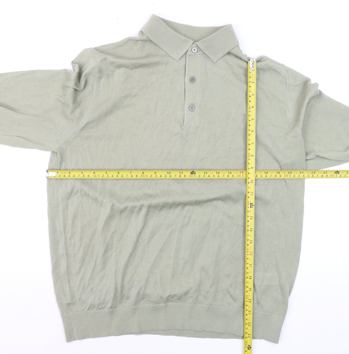 Marks and Spencer Autograph Men's Green Merino Wool L Collared Henley Jumper