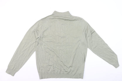 Marks and Spencer Autograph Men's Green Merino Wool L Collared Henley Jumper