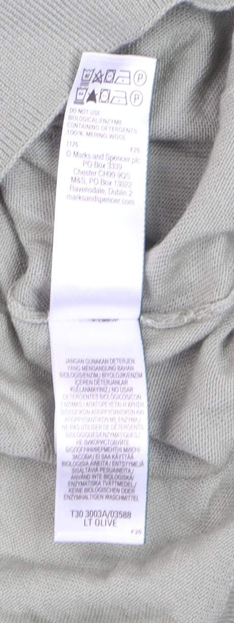 Marks and Spencer Autograph Men's Green Merino Wool L Collared Henley Jumper