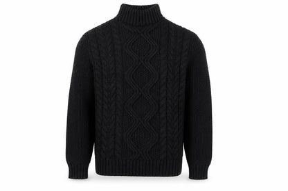 Next Men's Black Cable-Knit High Neck Jumper Size L