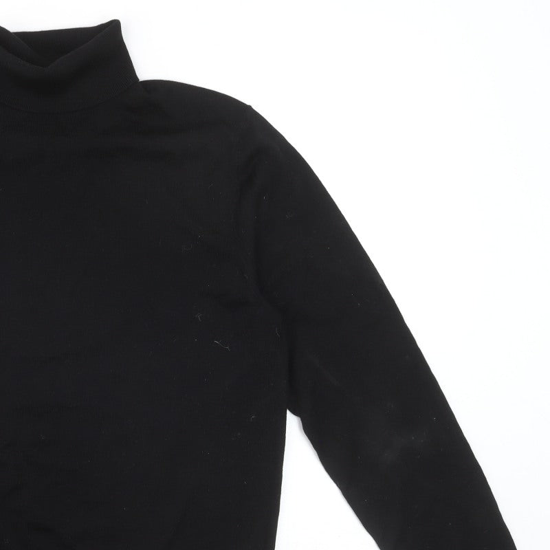 MVP Men's Black Roll Neck Jumper Size M Lightweight Knit