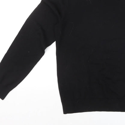 MVP Men's Black Roll Neck Jumper Size M Lightweight Knit