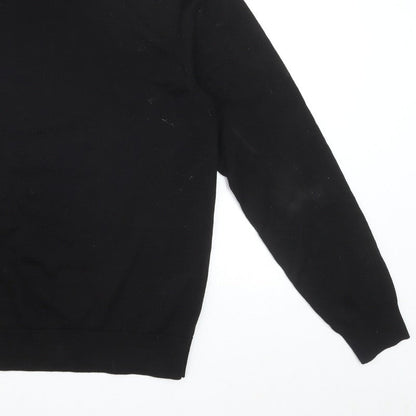 MVP Men's Black Roll Neck Jumper Size M Lightweight Knit