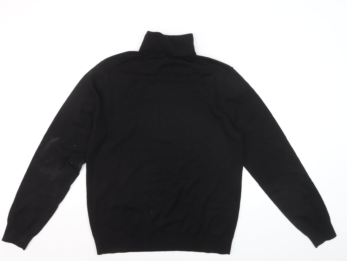 MVP Men's Black Roll Neck Jumper Size M Lightweight Knit