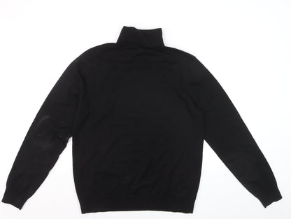 MVP Men's Black Roll Neck Jumper Size M Lightweight Knit