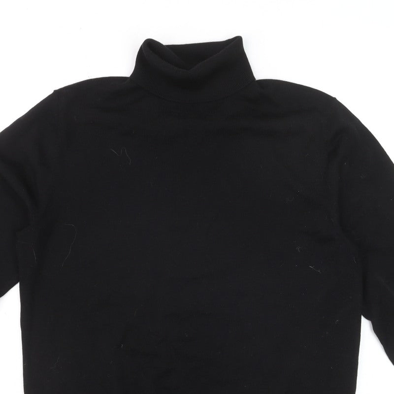 MVP Men's Black Roll Neck Jumper Size M Lightweight Knit